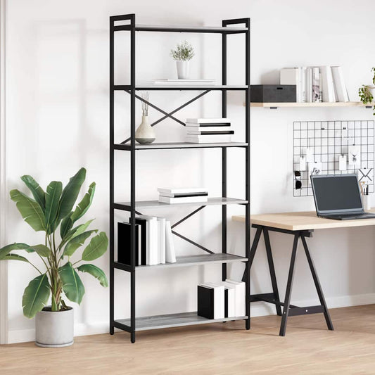 vidaXL Βιβλιοθήκη Γκρι sonoma 80 x 30 x 188 εκ Επεξεργασμένο ξύλο