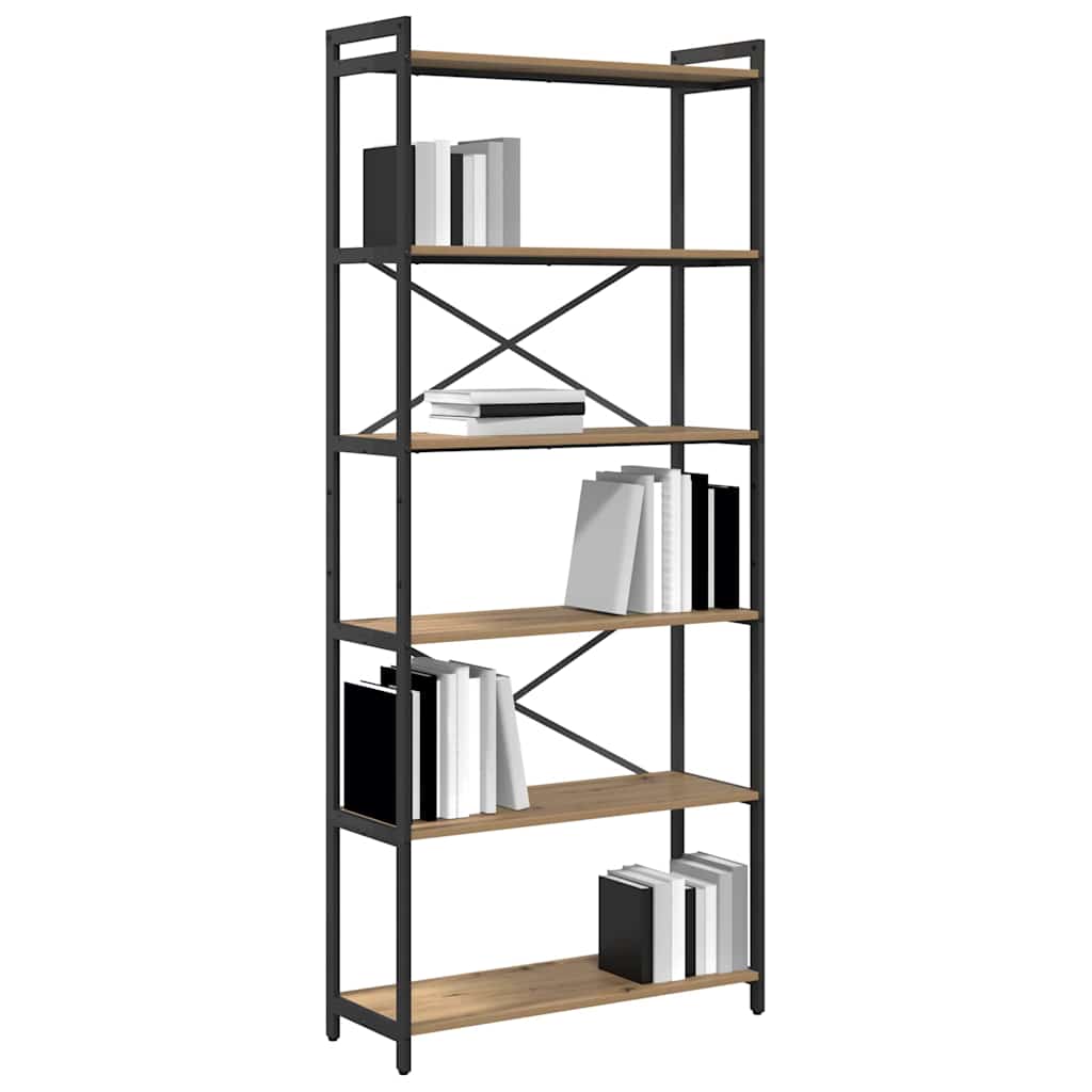 vidaXL Βιβλιοθήκη artisan δρυς 80 x 30 x 188 εκ Επεξεργασμένο ξύλο