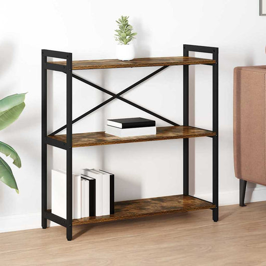 vidaXL Βιβλιοθήκη Καπνιστή δρυς 80 x 30 x 83 εκ Επεξεργασμένο ξύλο