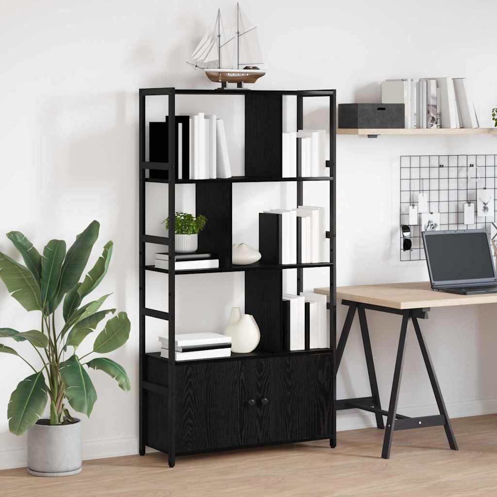vidaXL Ράφι Βιβλίων Μαύρη δρυς 80 x 30 x 155.5 εκ Επεξεργασμένο ξύλο