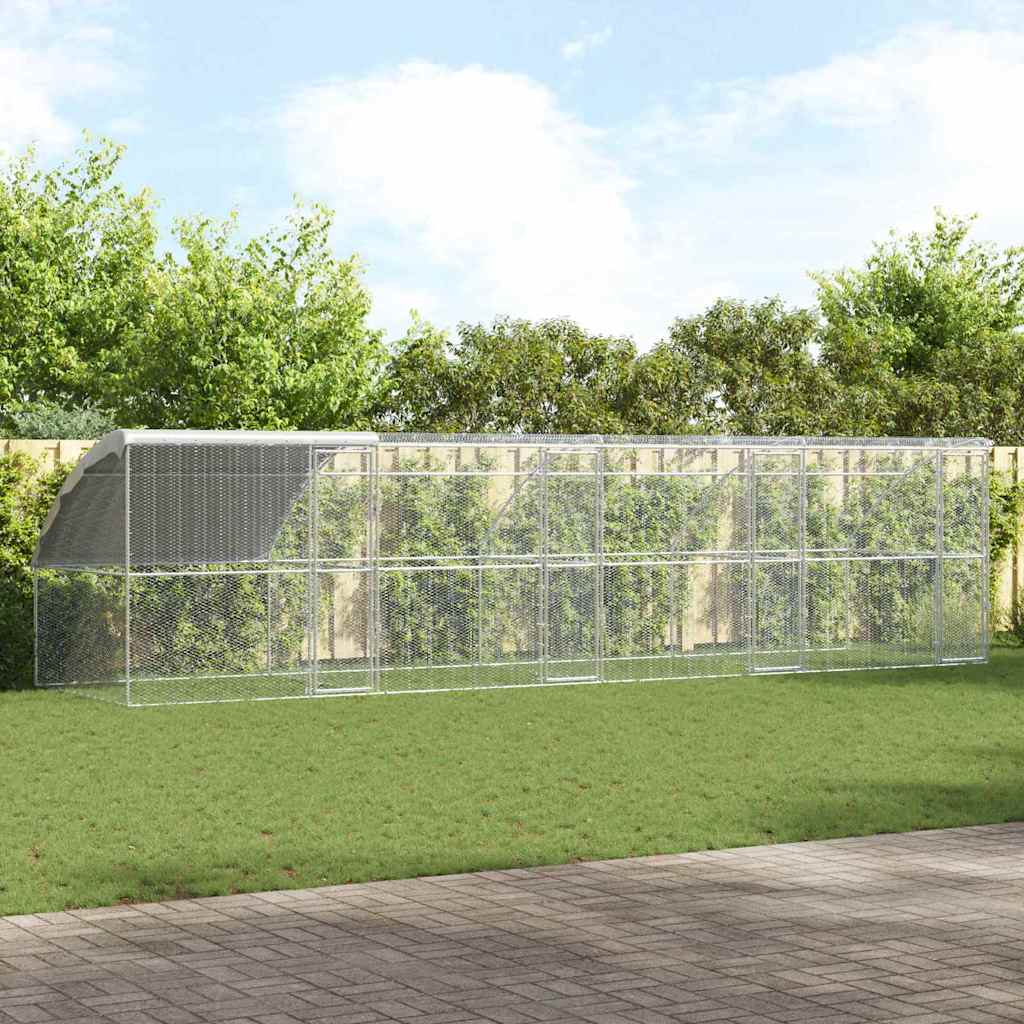 vidaXL Κλουβί για κότες Ασημί 800 x 200 x 198.5 εκ