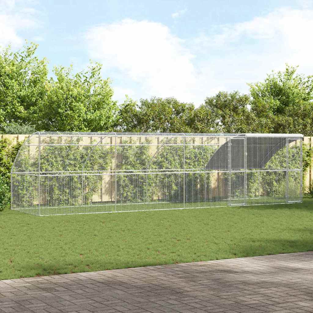 vidaXL Κλουβί για κότες Ασημί 800 x 200 x 198.5 εκ