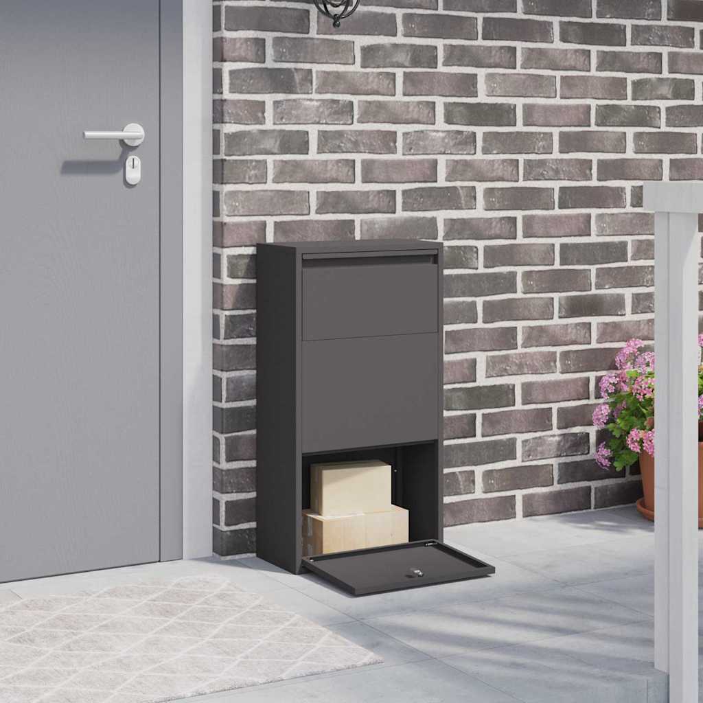 vidaXL Θυρίδα Πακέτων με αποθήκευση Μαύρο 44 x 22 x 82 εκ. Ατσάλι