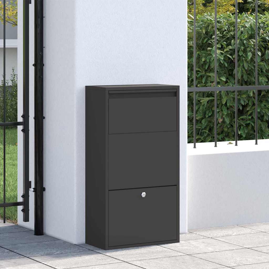 vidaXL Θυρίδα Πακέτων με αποθήκευση Μαύρο 44 x 22 x 82 εκ. Ατσάλι