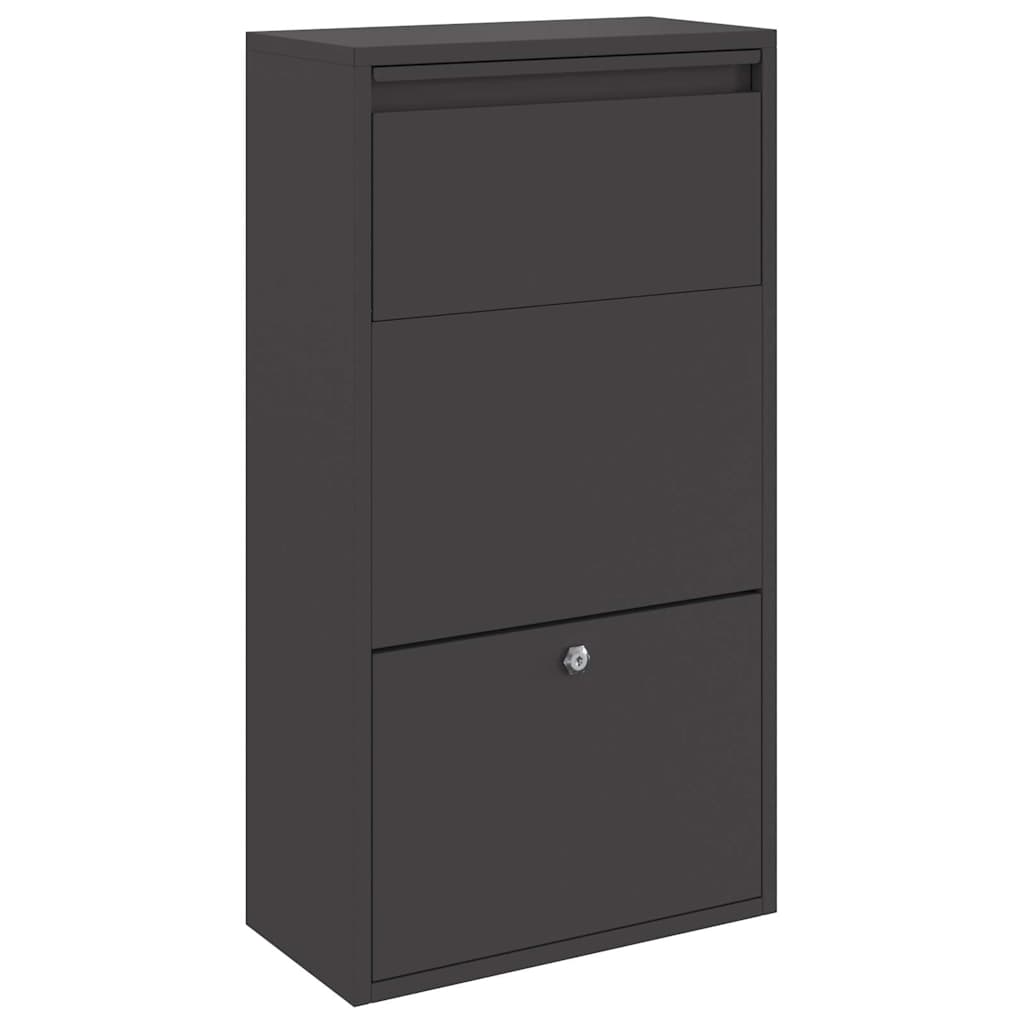 vidaXL Θυρίδα Πακέτων με αποθήκευση Μαύρο 44 x 22 x 82 εκ. Ατσάλι