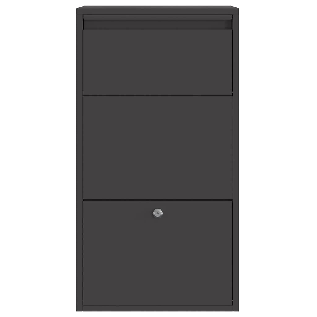 vidaXL Θυρίδα Πακέτων με αποθήκευση Μαύρο 44 x 22 x 82 εκ. Ατσάλι