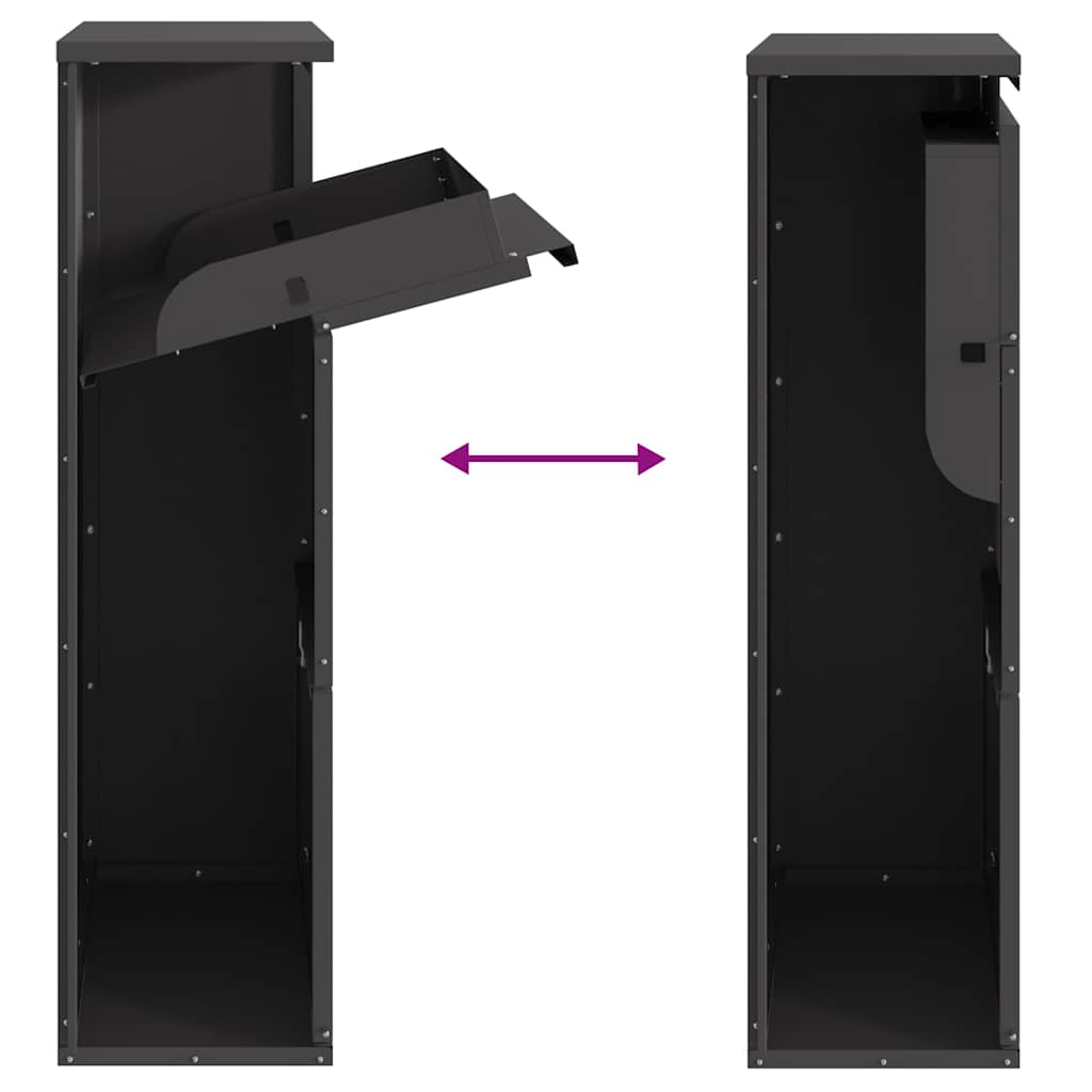 vidaXL Θυρίδα Πακέτων με αποθήκευση Μαύρο 44 x 22 x 82 εκ. Ατσάλι