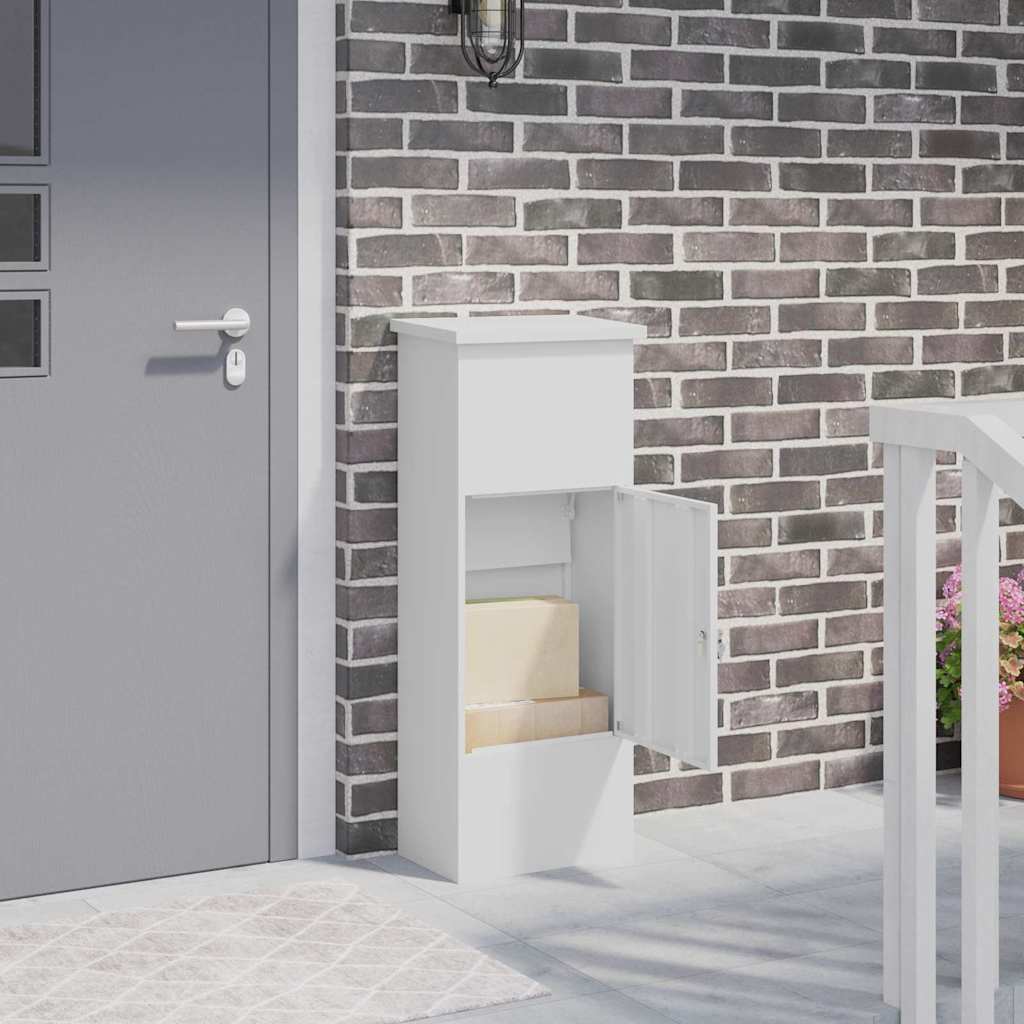 vidaXL Θυρίδα Πακέτων με αποθήκευση Λευκό 44,5 x 29 x 110,5 εκ Ατσάλι