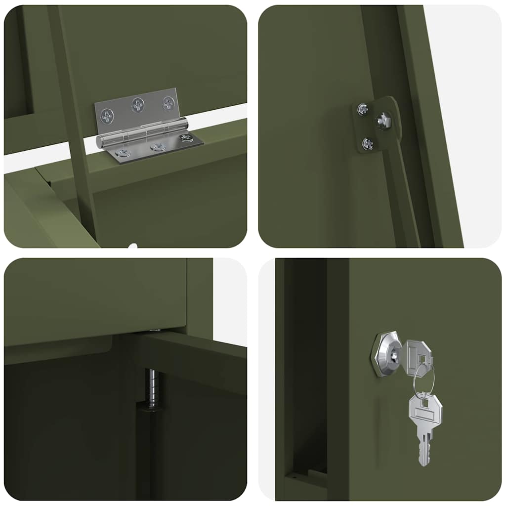 vidaXL Θυρίδα Πακέτων με αποθήκευση Λαδί 44,5 x 29 x 110,5 εκ Ατσάλι