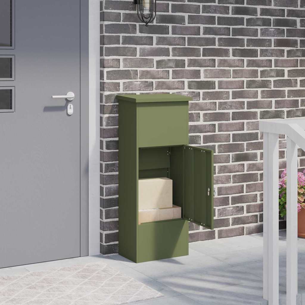 vidaXL Θυρίδα Πακέτων με αποθήκευση Λαδί 44,5 x 29 x 110,5 εκ Ατσάλι