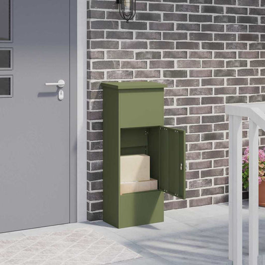 vidaXL Θυρίδα Πακέτων με αποθήκευση Λαδί 44,5 x 29 x 110,5 εκ Ατσάλι