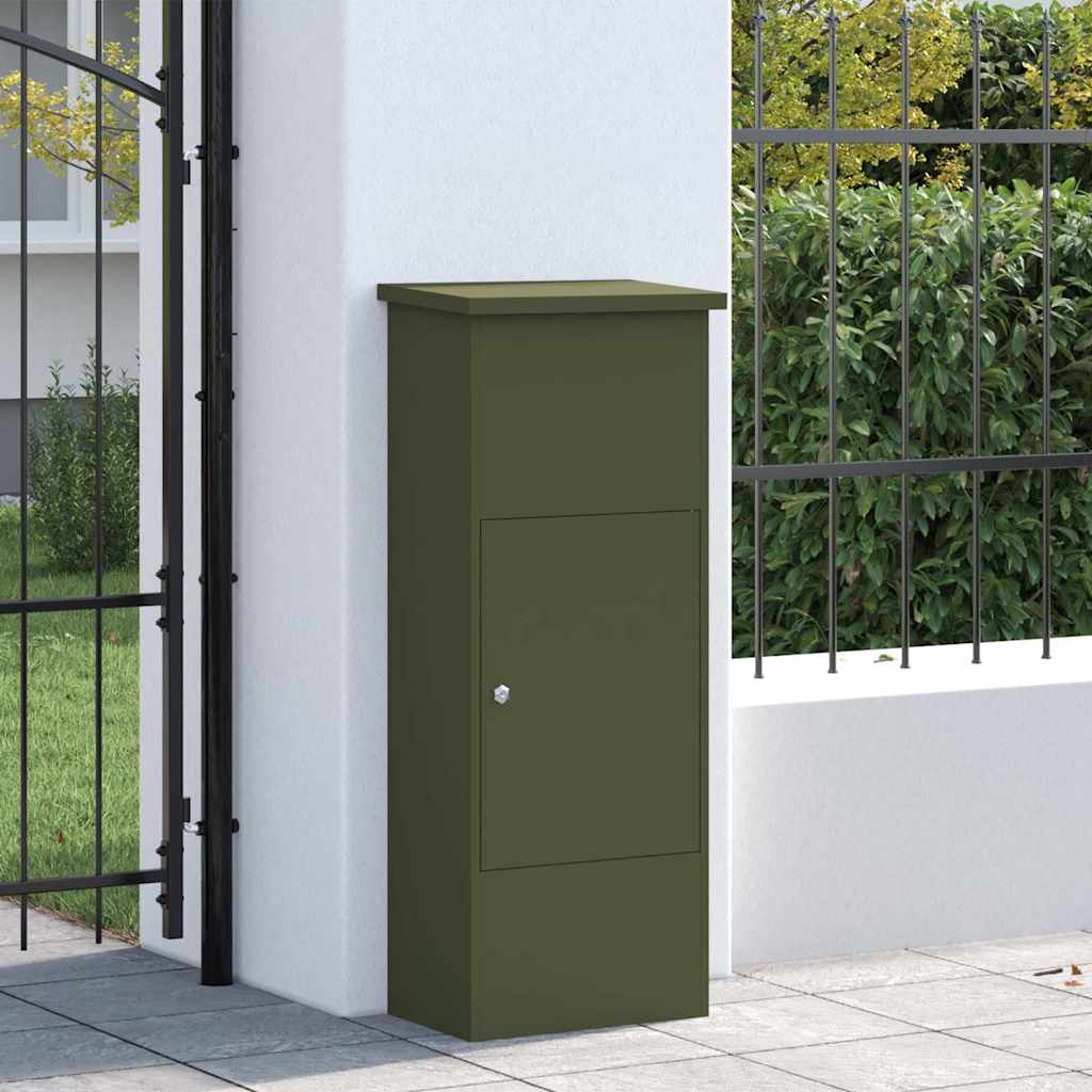 vidaXL Θυρίδα Πακέτων με αποθήκευση Λαδί 44,5 x 29 x 110,5 εκ Ατσάλι