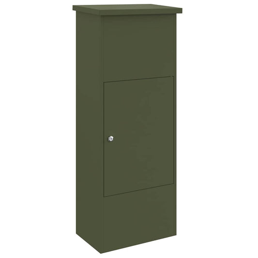 vidaXL Θυρίδα Πακέτων με αποθήκευση Λαδί 44,5 x 29 x 110,5 εκ Ατσάλι
