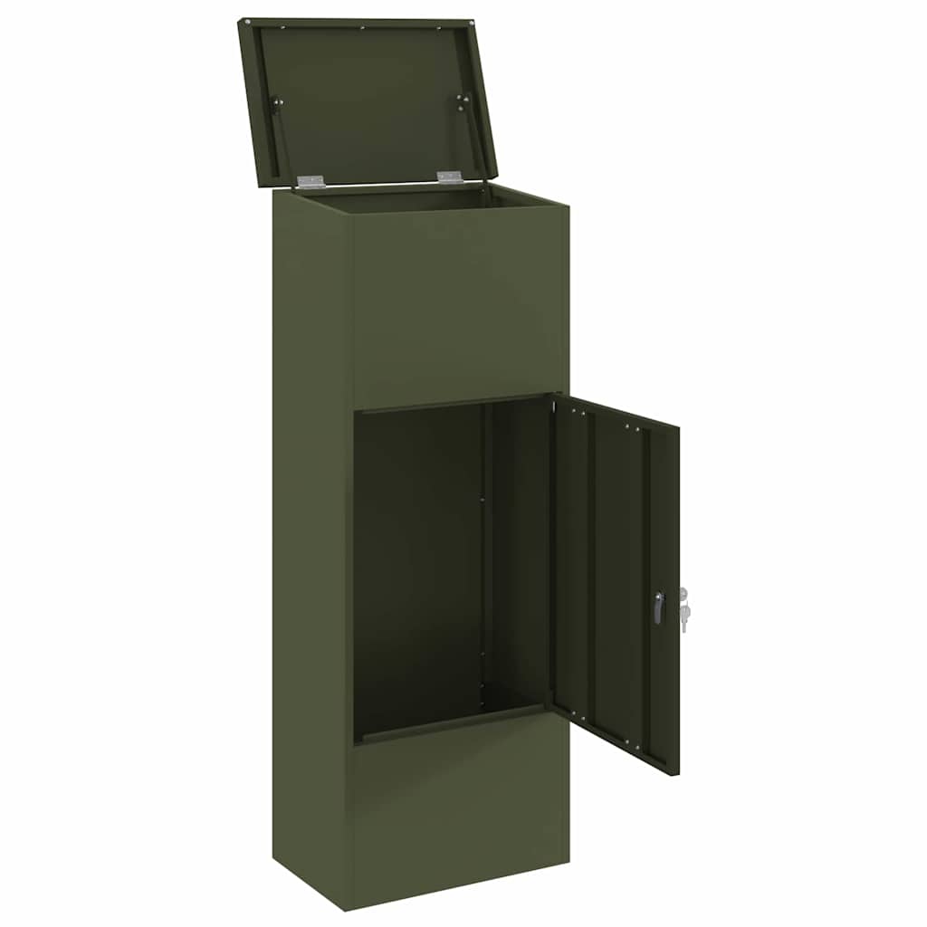 vidaXL Θυρίδα Πακέτων με αποθήκευση Λαδί 44,5 x 29 x 110,5 εκ Ατσάλι