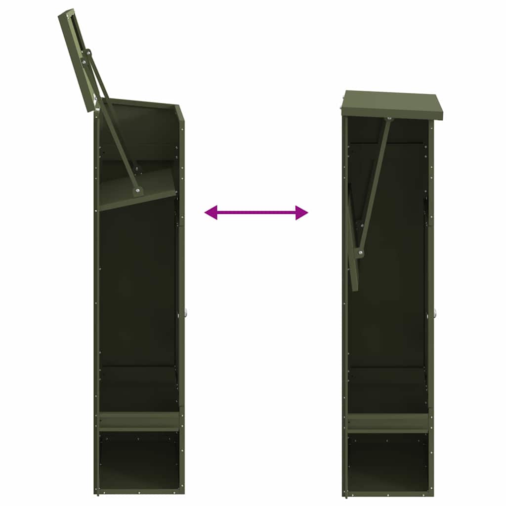 vidaXL Θυρίδα Πακέτων με αποθήκευση Λαδί 44,5 x 29 x 110,5 εκ Ατσάλι
