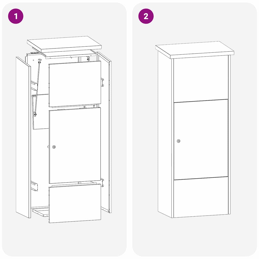 vidaXL Θυρίδα Πακέτων Μαύρο 44,5 x 29 x 110,5 εκ Επικαλυμμένος Χάλυβας