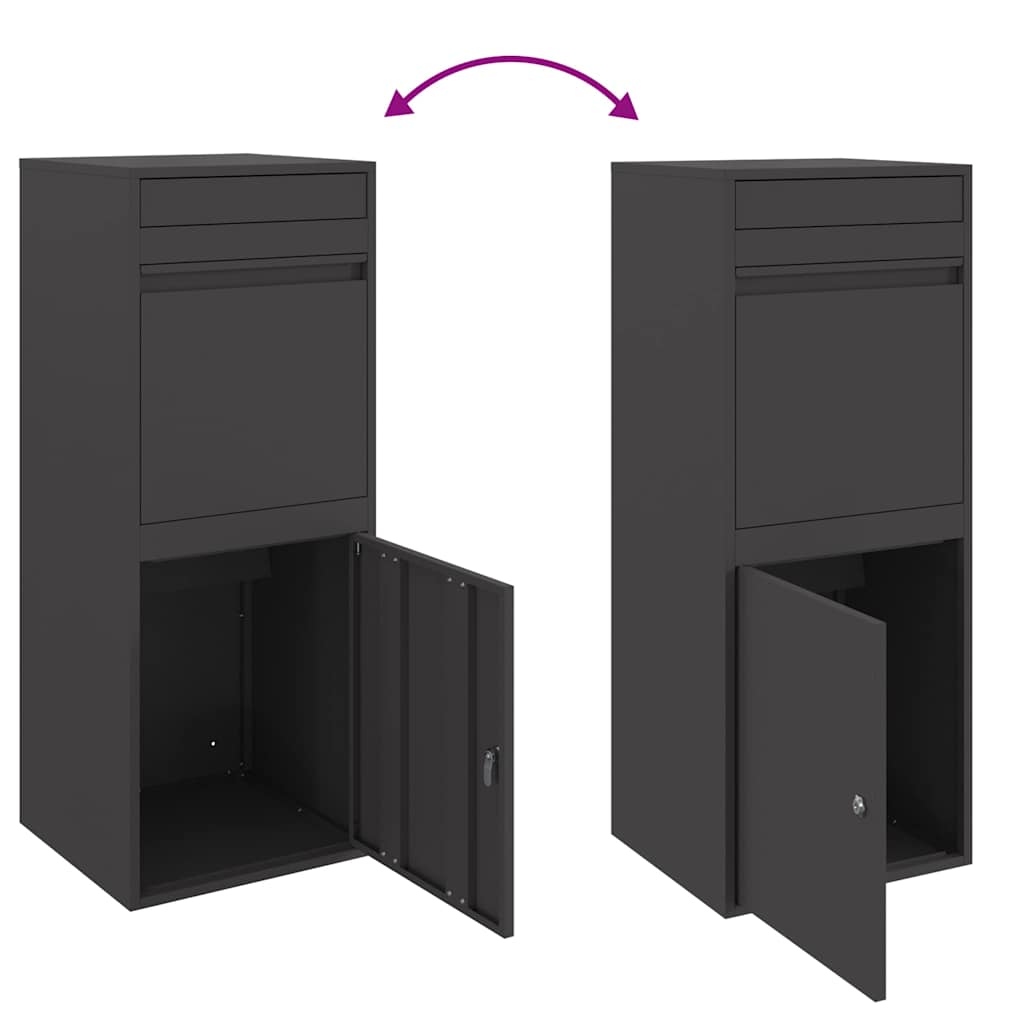 vidaXL Θυρίδα Πακέτων με αποθήκευση Μαύρο 41 x 38 x 103 εκ Ατσάλι