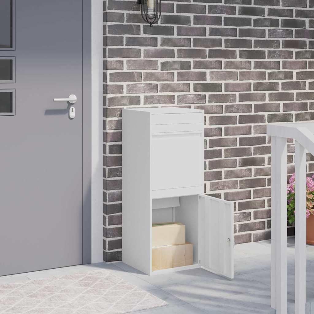 vidaXL Θυρίδα Πακέτων με αποθήκευση Λευκό 41 x 38 x 103 εκ Ατσάλι