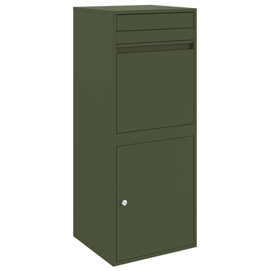 vidaXL Θυρίδα Πακέτων με αποθήκευση Λαδί 41 x 38 x 103 εκ Ατσάλι