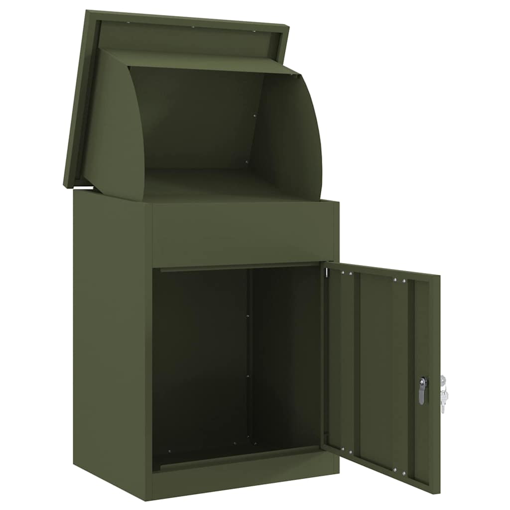 vidaXL Θυρίδα Πακέτων με αποθήκευση Λαδί 47,5 x 38 x 59 εκ. Ατσάλι