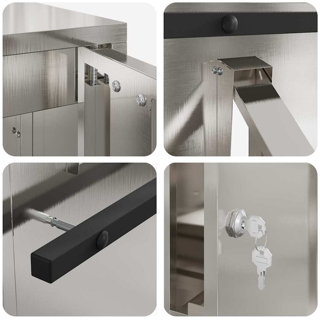 vidaXL γραμματοκιβώτιο Ασημί 30 x 20 x 55 εκ. Ανοξείδωτο ατσάλι