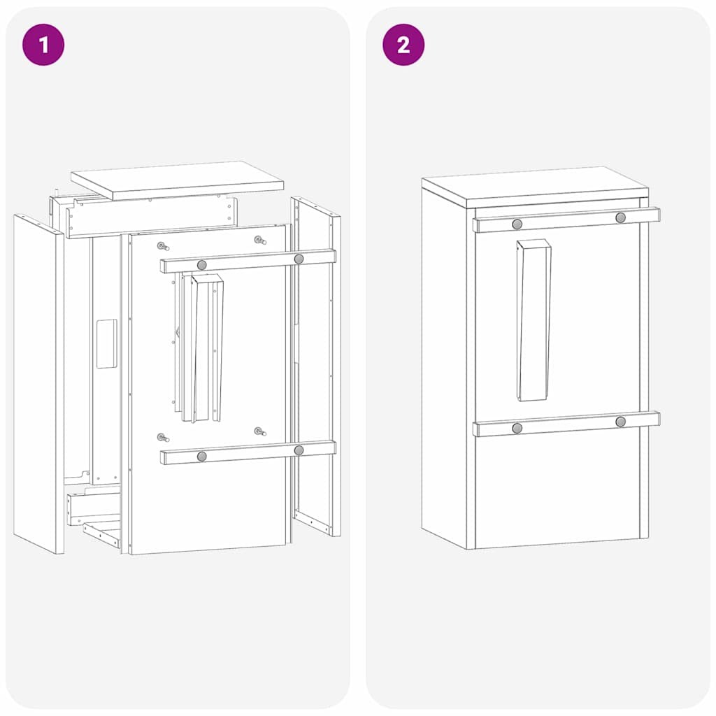 vidaXL γραμματοκιβώτιο Μαύρο 30 x 20 x 55 εκ. Επικαλυμμένος Χάλυβας