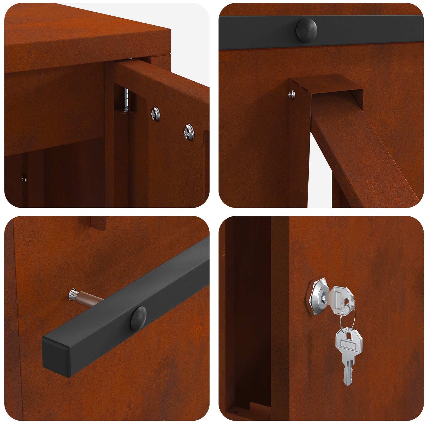 vidaXL γραμματοκιβώτιο με αποθήκευση Σκ rusty 30 x 20 x 55 εκ.