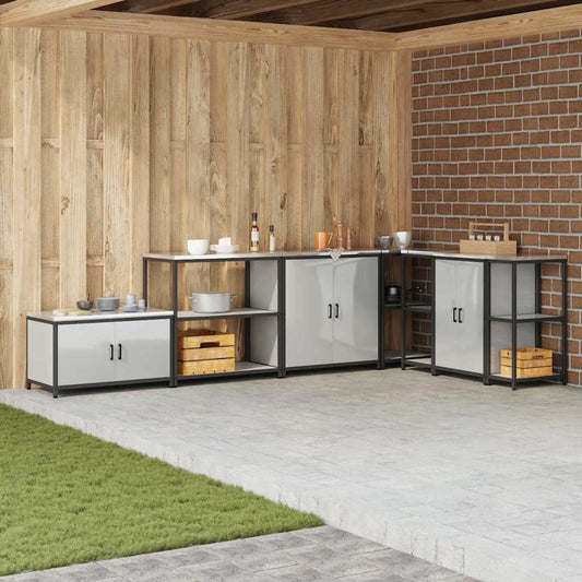 vidaXL Αποθηκευτικός Χώρος Κουζίνας HATTEM Ασημί 90 x 50 x 92 εκ
