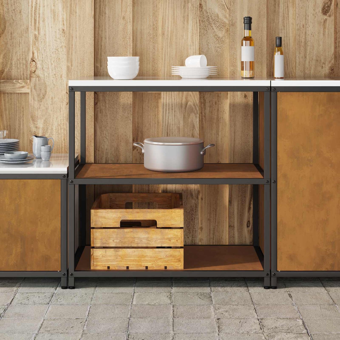 vidaXL Αποθηκευτικός Χώρος Κουζίνας Σκ rusty 60 x 50 x 92 εκ Ατσάλι