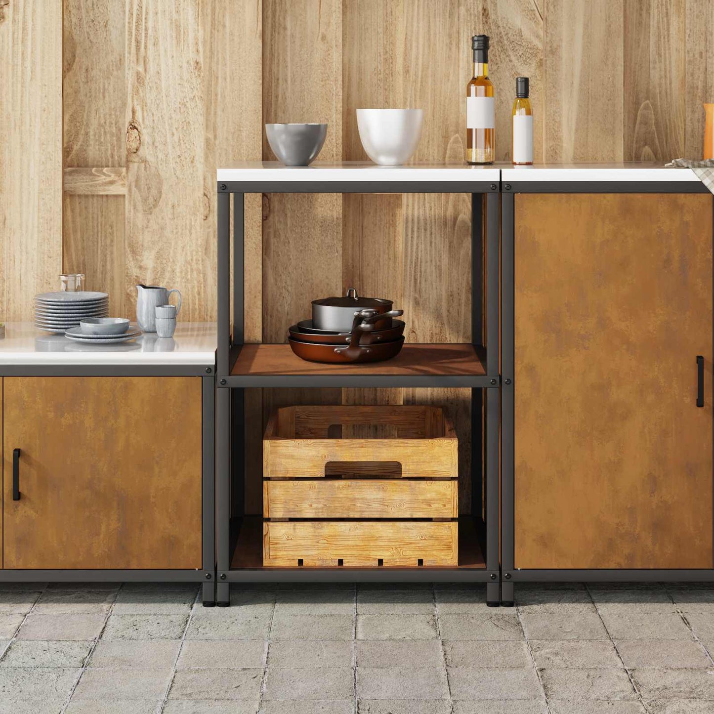 vidaXL Αποθηκευτικός Χώρος Κουζίνας Σκ rusty 60 x 50 x 92 εκ Ατσάλι