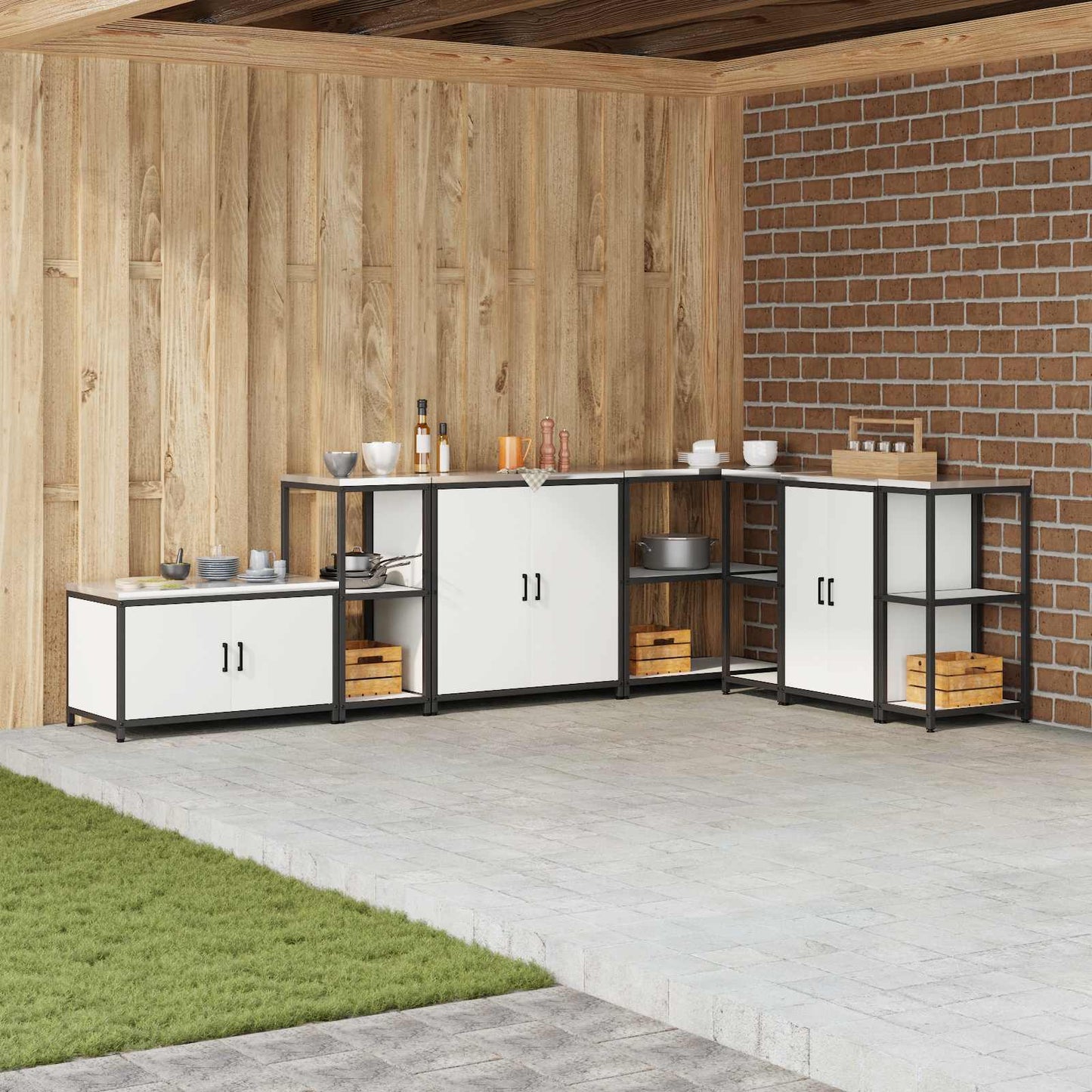 vidaXL Αποθηκευτικός Χώρος Κουζίνας Λευκό 60 x 50 x 92 εκ Ατσάλι