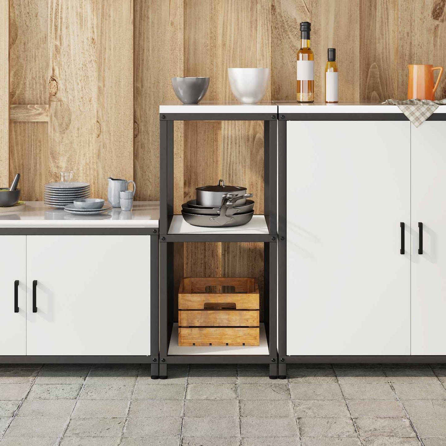 vidaXL Αποθηκευτικός Χώρος Κουζίνας Λευκό 60 x 50 x 92 εκ Ατσάλι