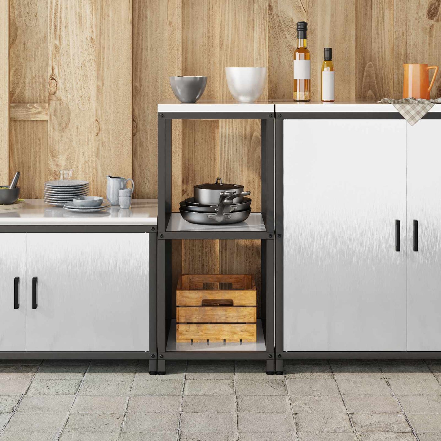 vidaXL Αποθηκευτικός Χώρος Κουζίνας Ασημί 40 x 50 x 92 εκ Ατσάλι