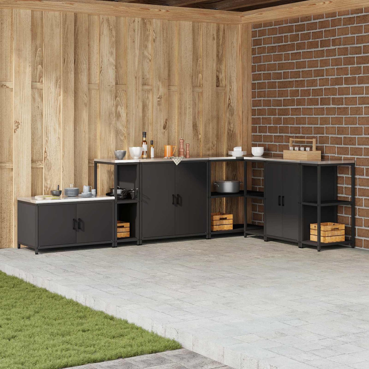 vidaXL Αποθηκευτικός Χώρος Κουζίνας Μαύρο 60 x 50 x 92 εκ Ατσάλι