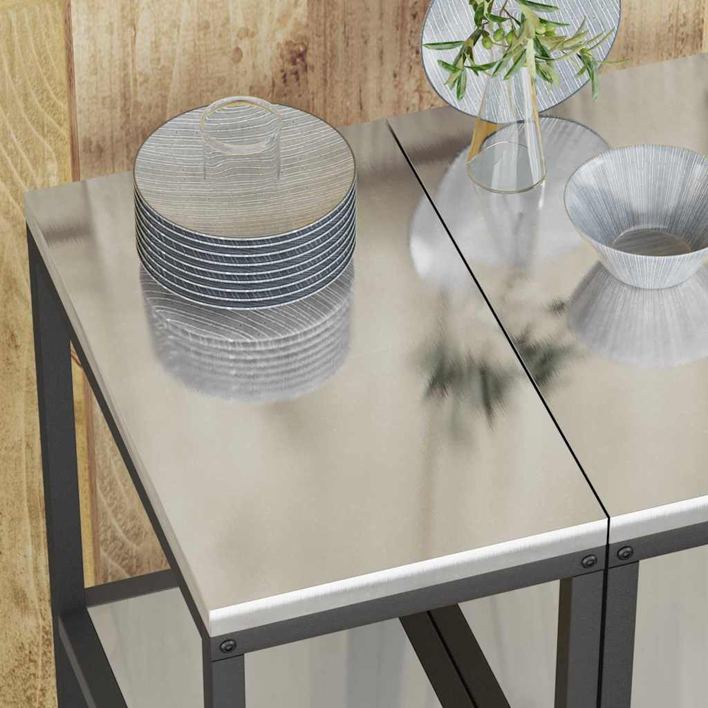 vidaXL Αποθηκευτικός Χώρος Κουζίνας Ασημί 60 x 50 x 92 εκ Ατσάλι