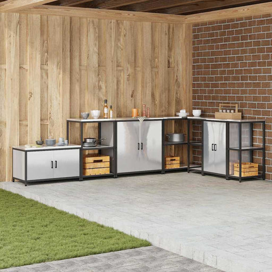 vidaXL Αποθηκευτικός Χώρος Κουζίνας HATTEM Ασημί 90 x 50 x 92 εκ