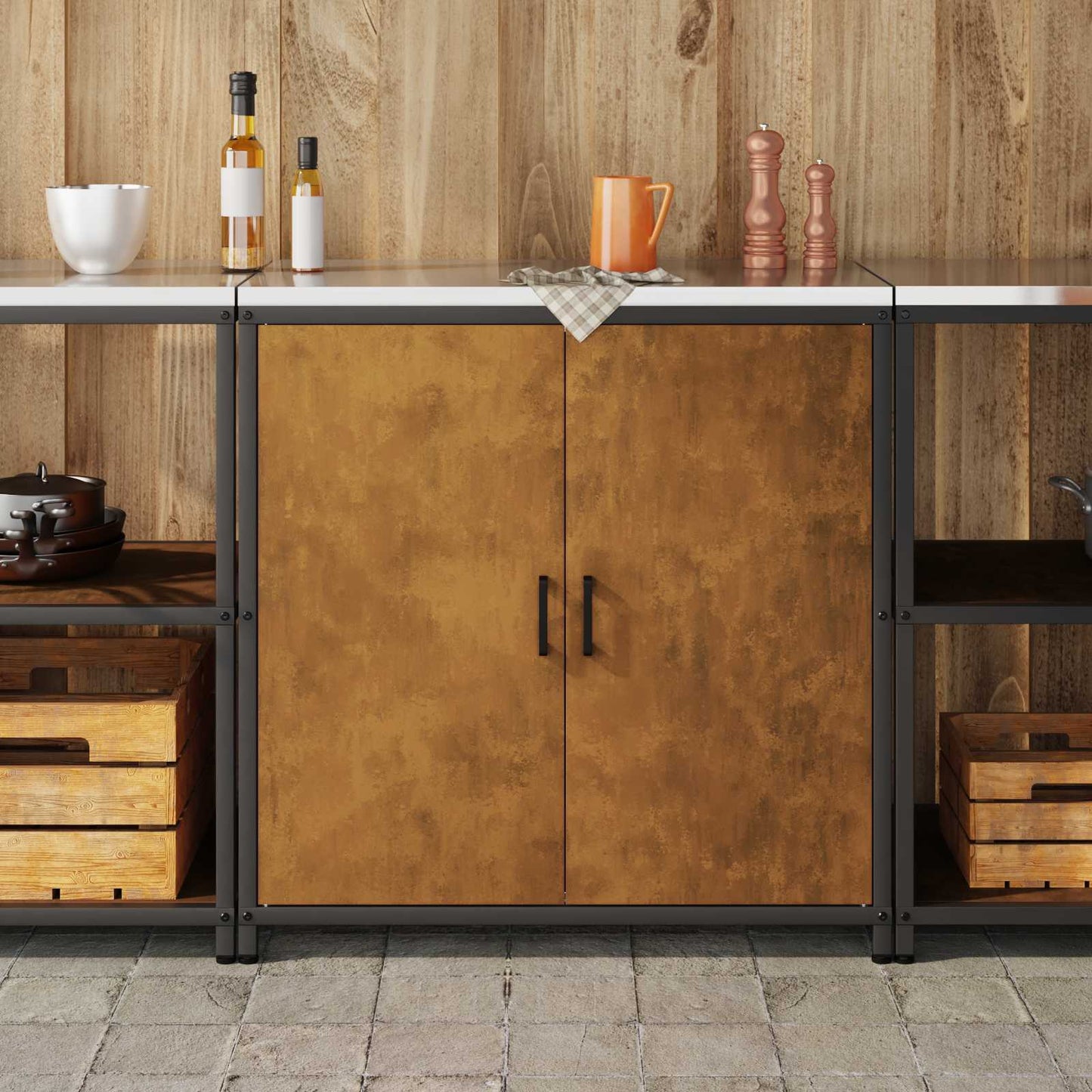 vidaXL Αποθηκευτικός Χώρος Κουζίνας Σκ rusty 60 x 50 x 92 εκ Ατσάλι