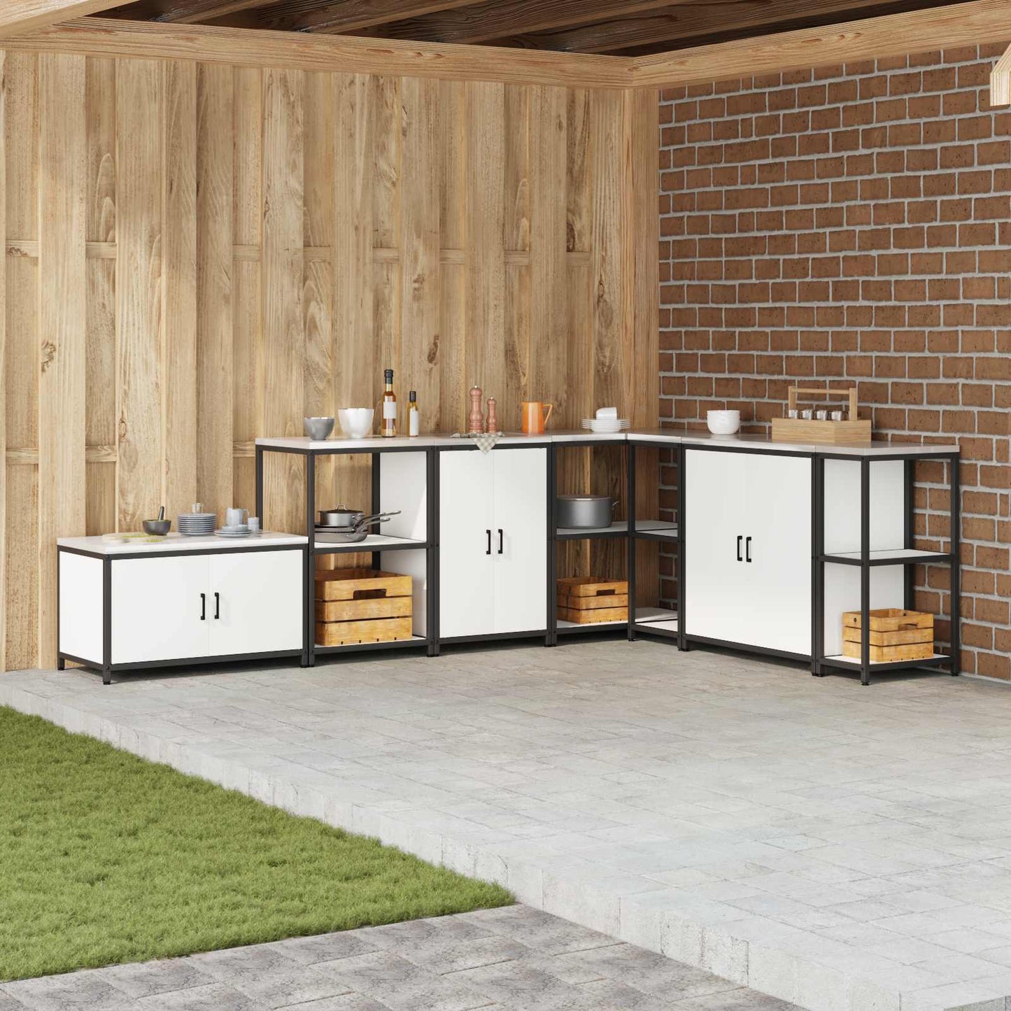 vidaXL Αποθηκευτικός Χώρος Κουζίνας Λευκό 60 x 50 x 92 εκ Ατσάλι