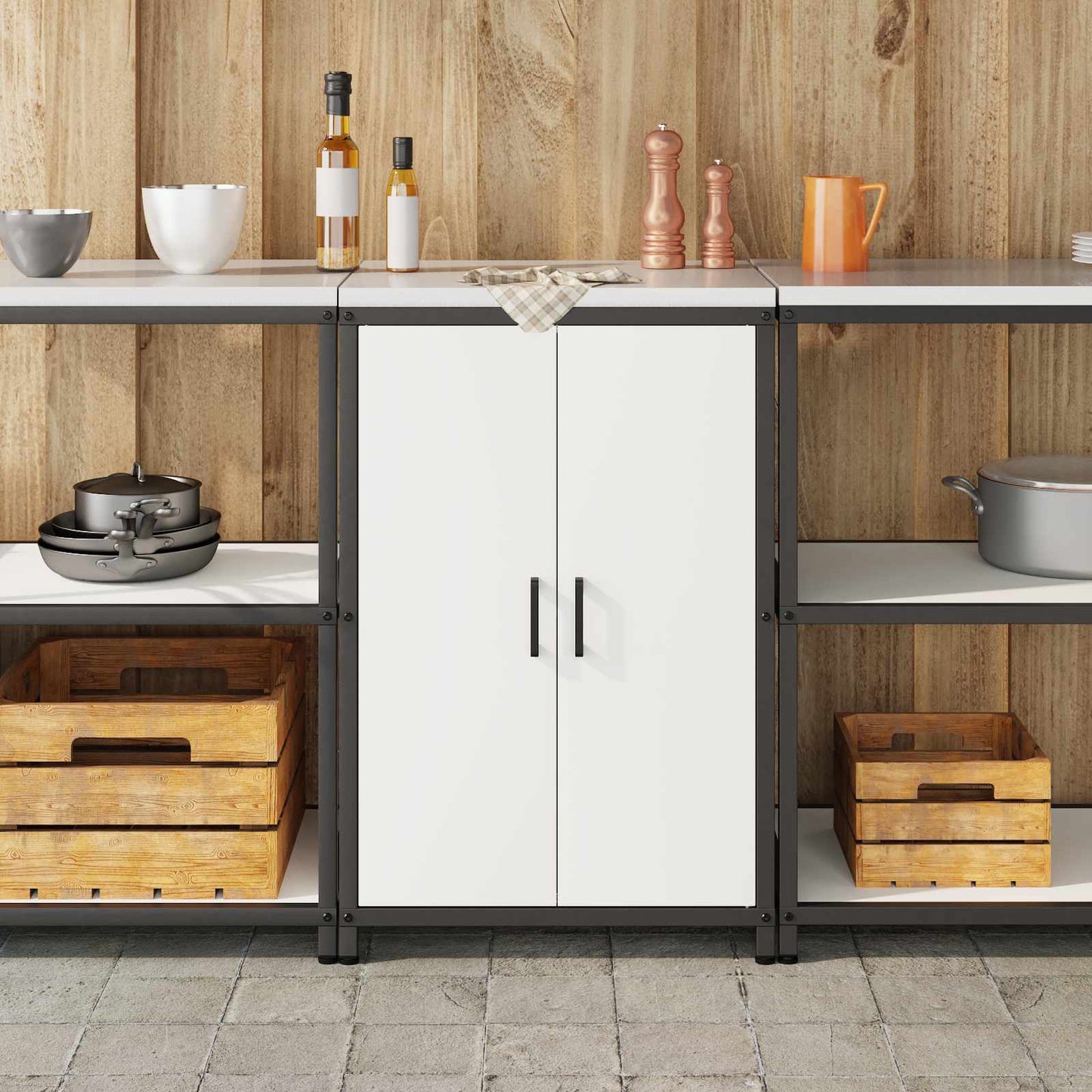 vidaXL Αποθηκευτικός Χώρος Κουζίνας Λευκό 60 x 50 x 92 εκ Ατσάλι