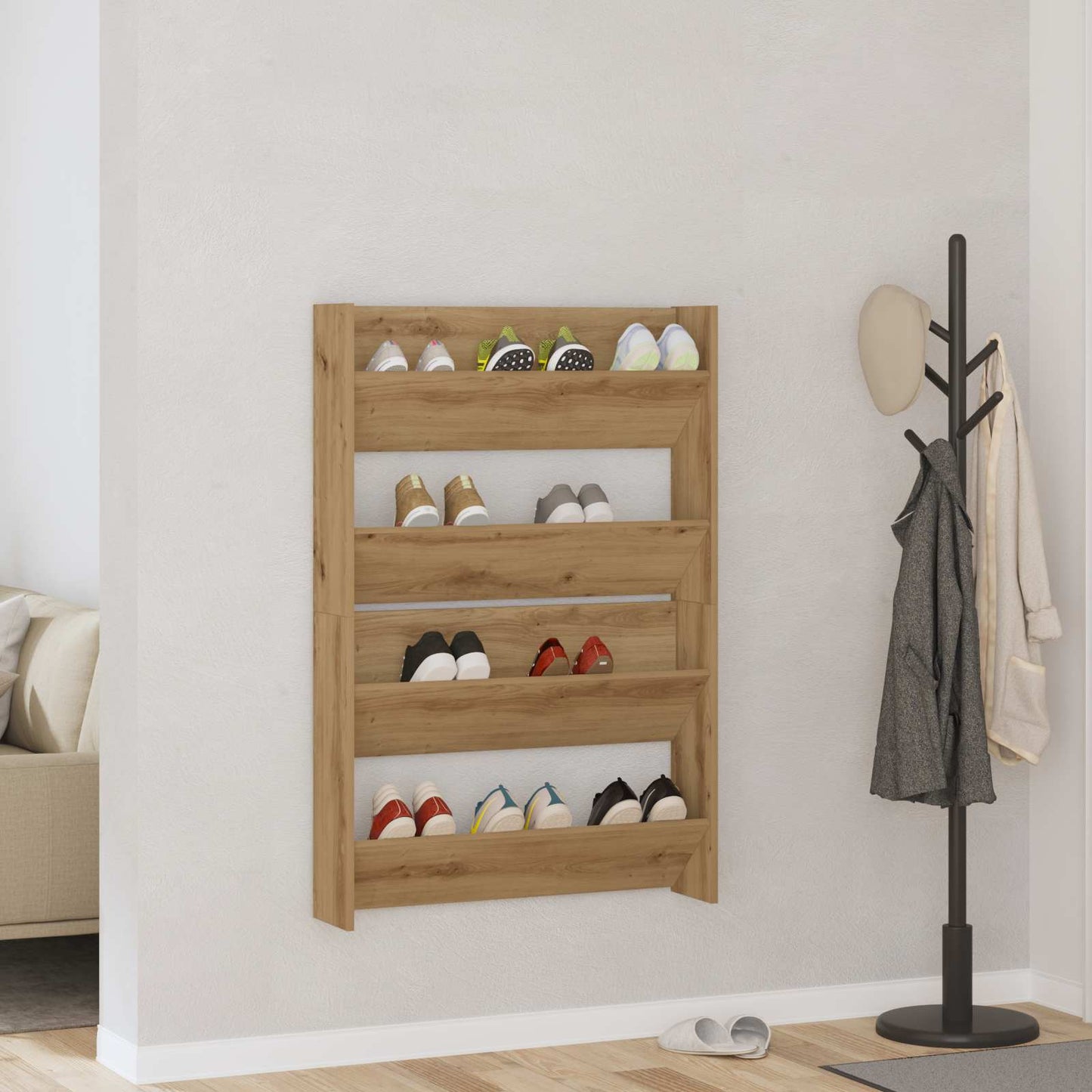 vidaXL Ντουλάπα Παπουτσιών με ράφι 2 pcs Artisan Oak 81 x 18 x 60 εκ.