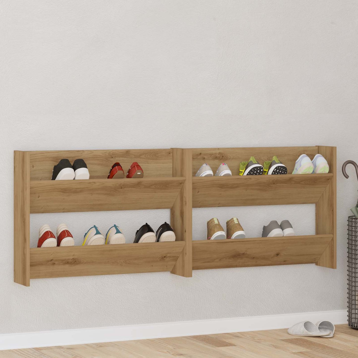 vidaXL Ντουλάπα Παπουτσιών με ράφι 2 pcs Artisan Oak 81 x 18 x 60 εκ.