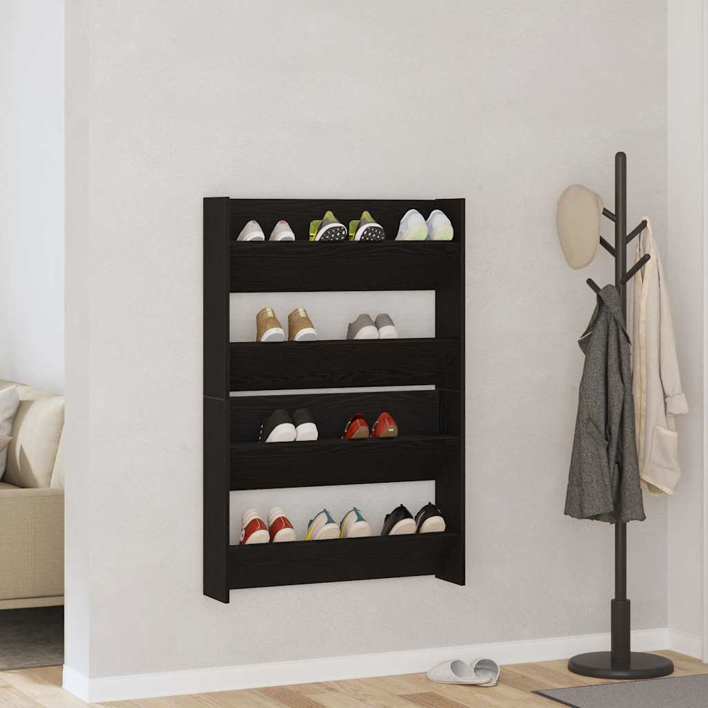 vidaXL Ντουλάπες παπουτσιών τοίχου Άλλο Μαύρη δρυς Επεξεργασμένο ξύλο