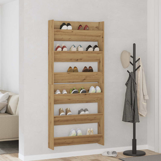 vidaXL Ντουλάπα Παπουτσιών με ράφι 2 pcs Artisan Oak 85 x 18 x 90 εκ.