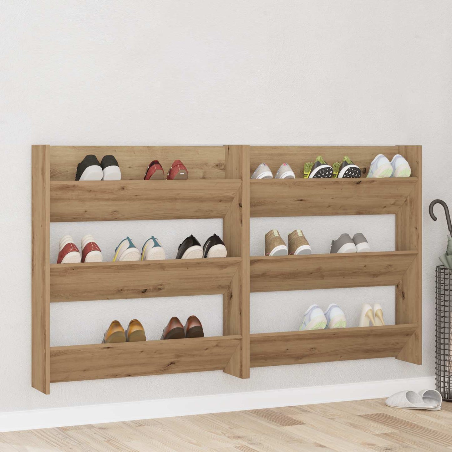 vidaXL Ντουλάπα Παπουτσιών με ράφι 2 pcs Artisan Oak 85 x 18 x 90 εκ.