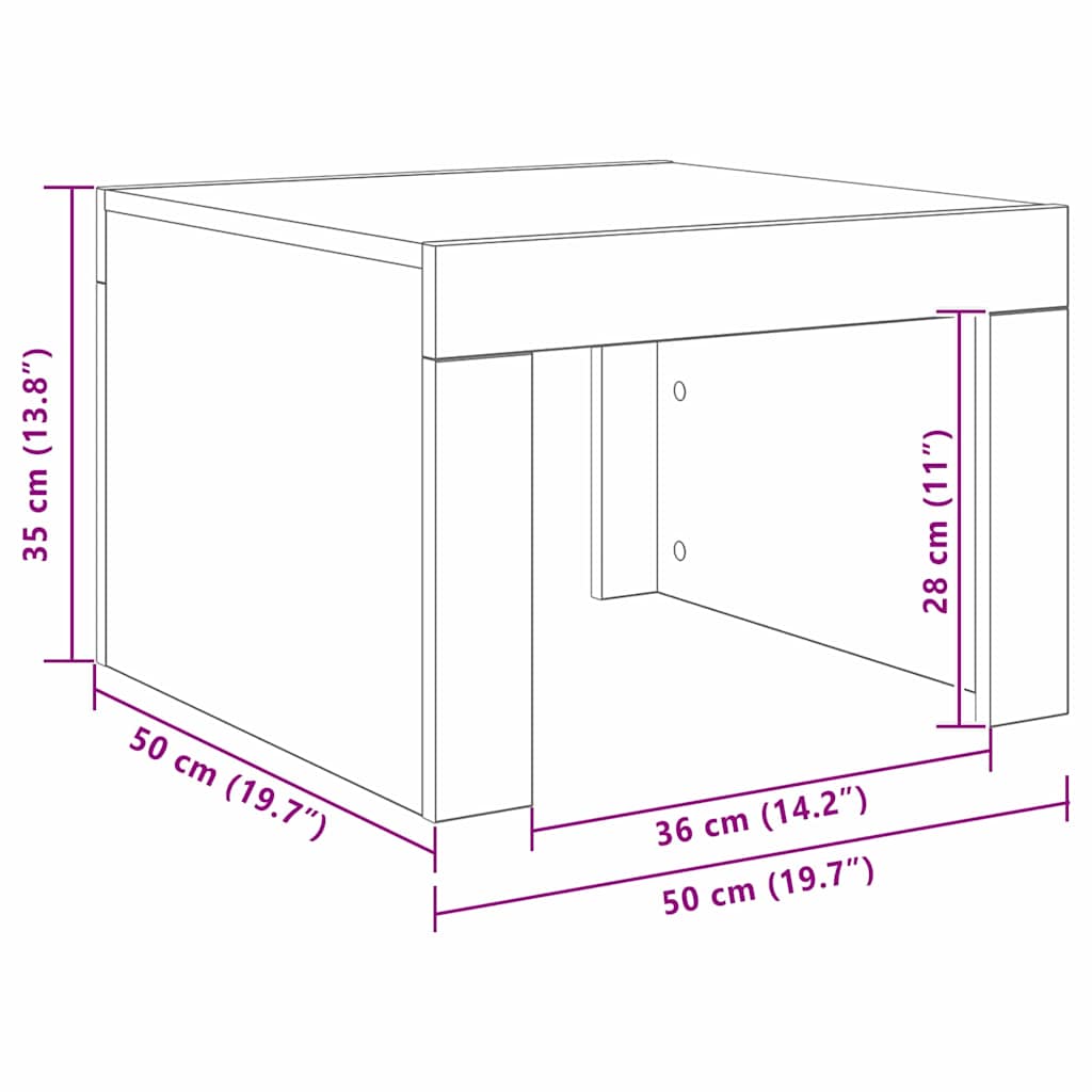 vidaXL Τραπεζάκι σαλονιού Μαύρη Οξυά 50 x 50 x 35 cm