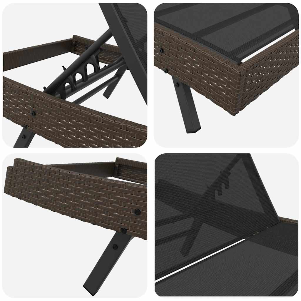 vidaXL Ξαπλώστρα 3 τμχ. συνθετικό ρατάν Καφέ