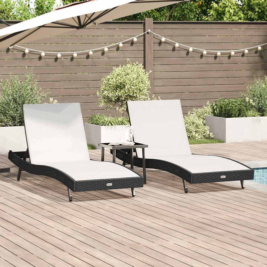 vidaXL Ήλιος Λάουτζερ 3 pcs Μαύρο και Λευκό 40 x 40 x 40.5 εκ