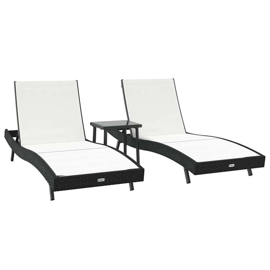 vidaXL Ήλιος Λάουτζερ 3 pcs Μαύρο και Λευκό 40 x 40 x 40.5 εκ