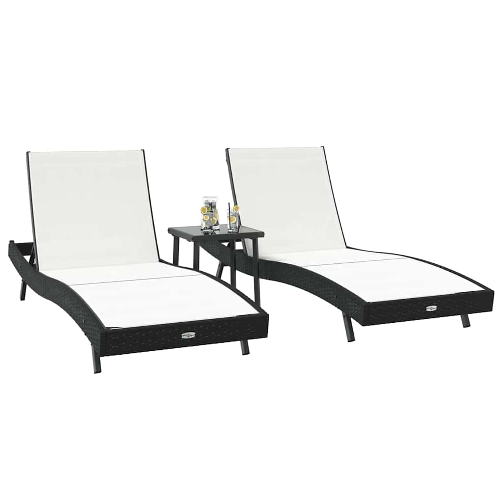 vidaXL Ήλιος Λάουτζερ 3 pcs Μαύρο και Λευκό 40 x 40 x 40.5 εκ