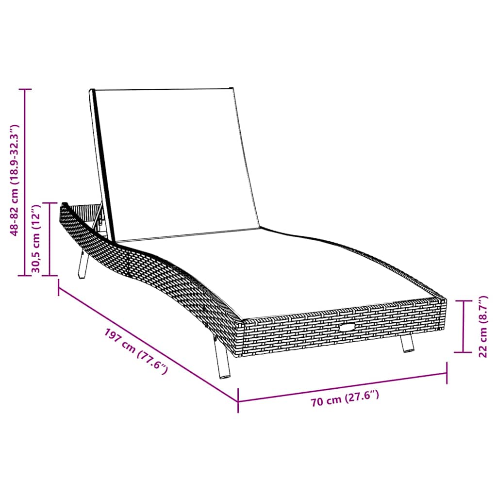 vidaXL Ήλιος Λάουτζερ 3 pcs Μαύρο και Λευκό 40 x 40 x 40.5 εκ